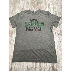 Womens Med St Patricks Day Shirt‎ - One Lucky Mama Charcoal Green